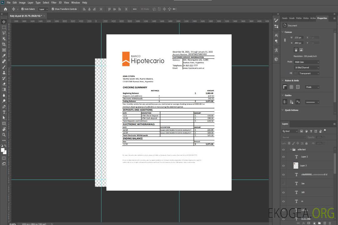Argentine Banco Hipotecario relevé bancaire xls template
